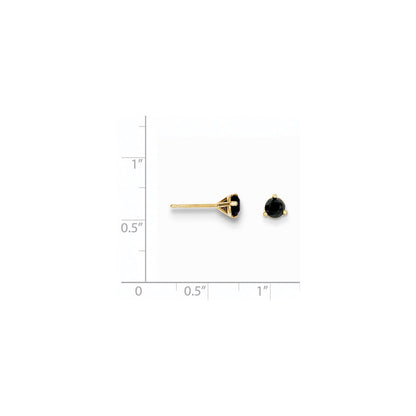 14K Yellow Gold 3/4Ct Black Diamond Stud Earrings