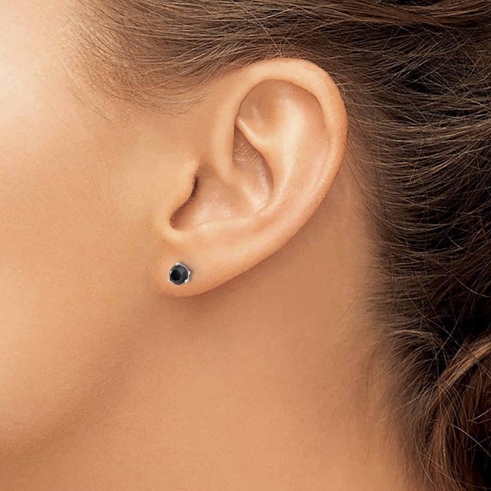 14K White Gold 3/4Ct Black Diamond Stud Earrings