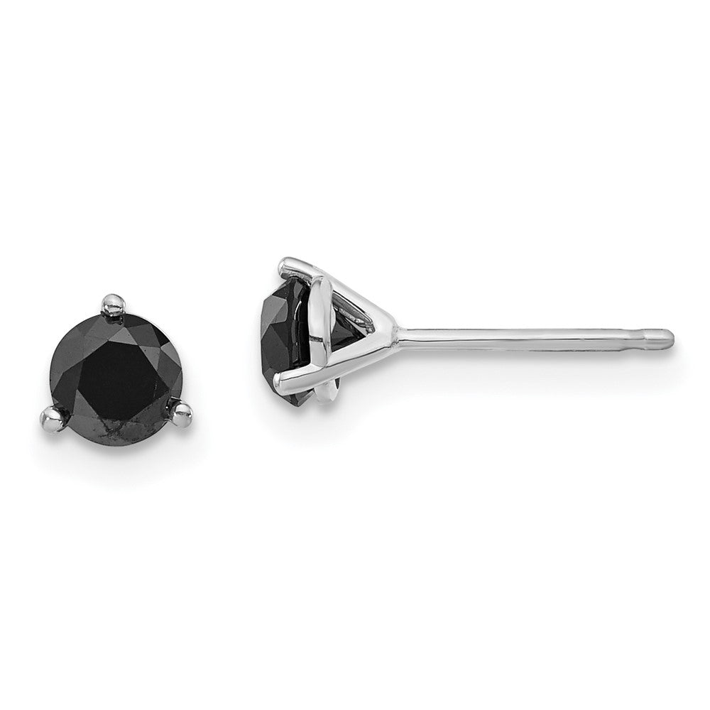 14K White Gold 3/4Ct Black Diamond Stud Earrings
