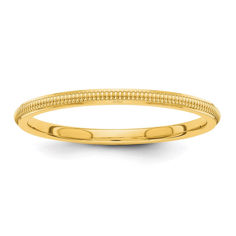 14K Yellow Gold 1.5mm Milgrain Stackable Band