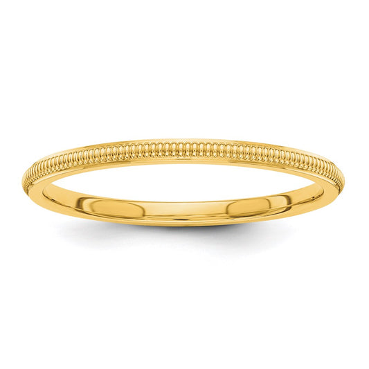 14K Yellow Gold 1.5mm Milgrain Stackable Band