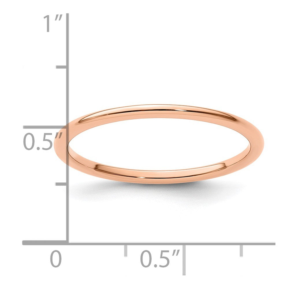 14K Rose Gold 1.2mm Half Round Polished Stackable Band