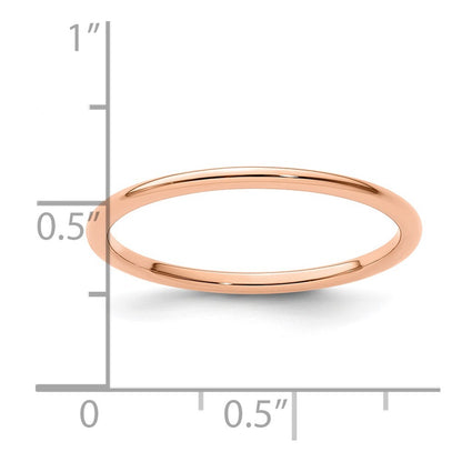 14K Rose Gold 1.2mm Half Round Polished Stackable Band
