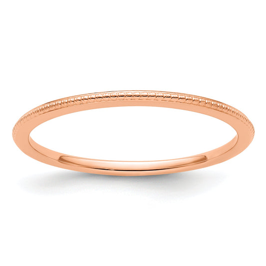 14K Rose Gold 1.2mm Beaded Stackable Band
