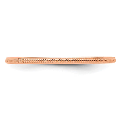 14K Rose Gold 1.2mm Milgrain Stackable Band