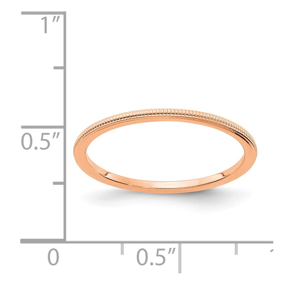 14K Rose Gold 1.2mm Milgrain Stackable Band