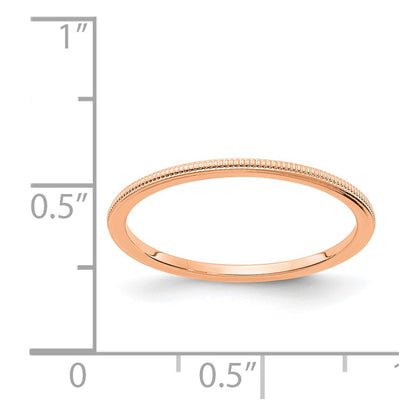 14K Rose Gold 1.2mm Milgrain Stackable Band