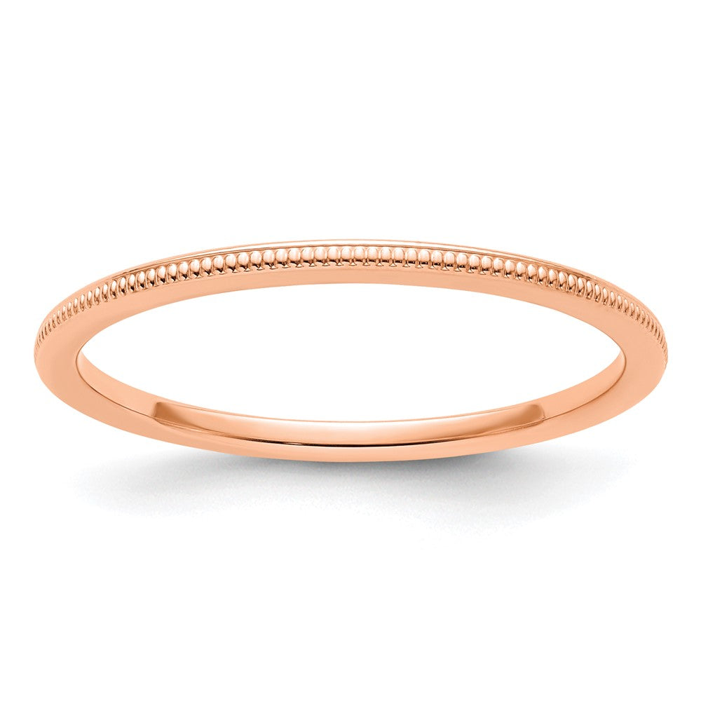 14K Rose Gold 1.2mm Milgrain Stackable Band