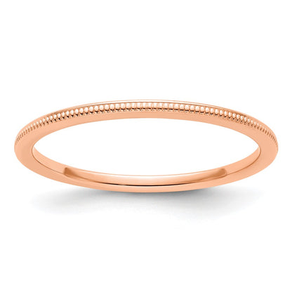 14K Rose Gold 1.2mm Milgrain Stackable Band