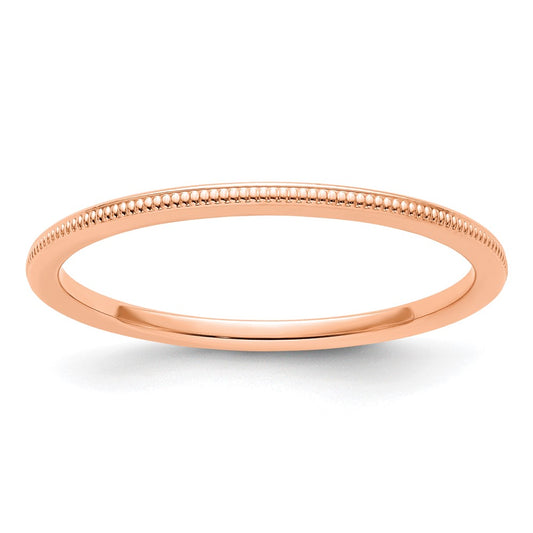 14K Rose Gold 1.2mm Milgrain Stackable Band