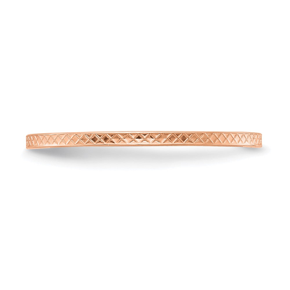 14K Rose Gold 1.2mm Criss Cross Pattern Stackable Band