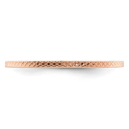 14K Rose Gold 1.2mm Criss Cross Pattern Stackable Band