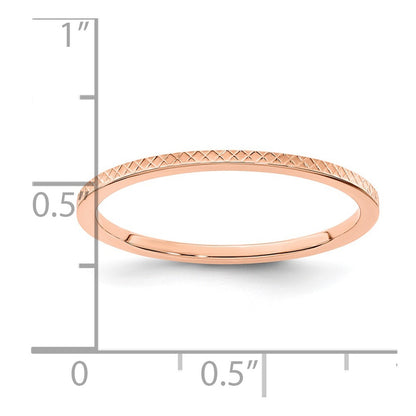 14K Rose Gold 1.2mm Criss Cross Pattern Stackable Band