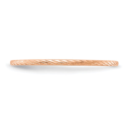 14K Rose Gold 1.2mm Twisted Wire Pattern Stackable Band