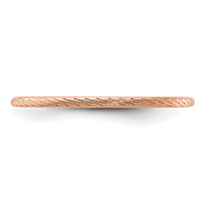 14K Rose Gold 1.2mm Twisted Wire Pattern Stackable Band