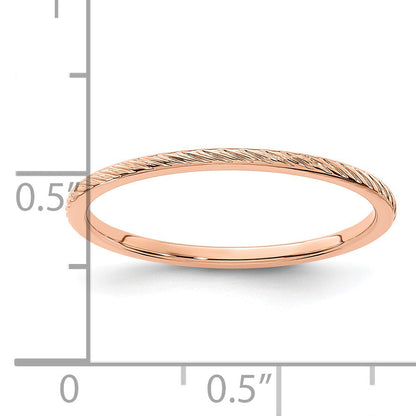 14K Rose Gold 1.2mm Twisted Wire Pattern Stackable Band