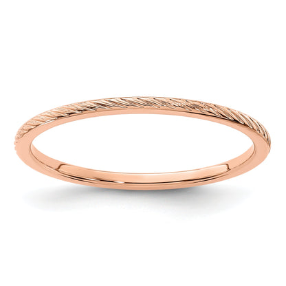 14K Rose Gold 1.2mm Twisted Wire Pattern Stackable Band