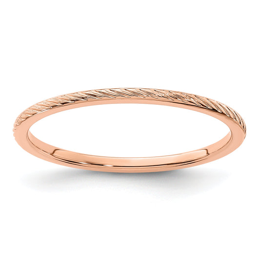 14K Rose Gold 1.2mm Twisted Wire Pattern Stackable Band