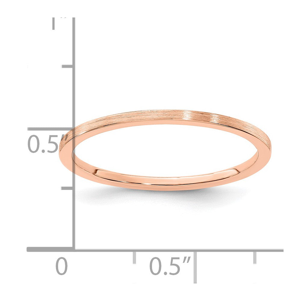 14K Rose Gold 1.2mm Flat Satin Stackable Band