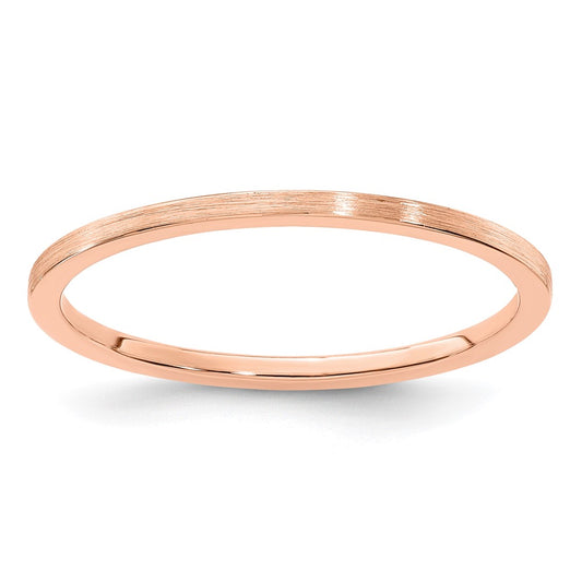 14K Rose Gold 1.2mm Flat Satin Stackable Band