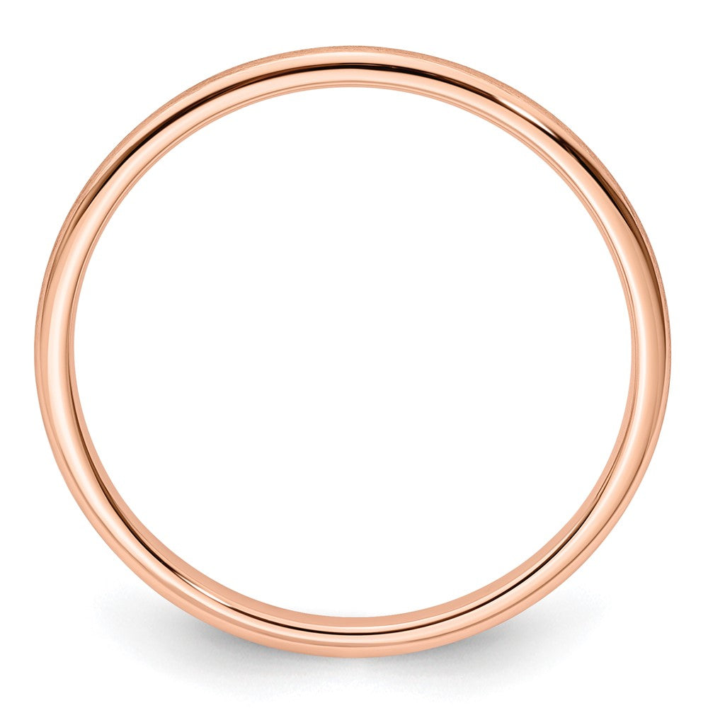 14K Rose Gold 1.2mm Half Round Satin Stackable Band