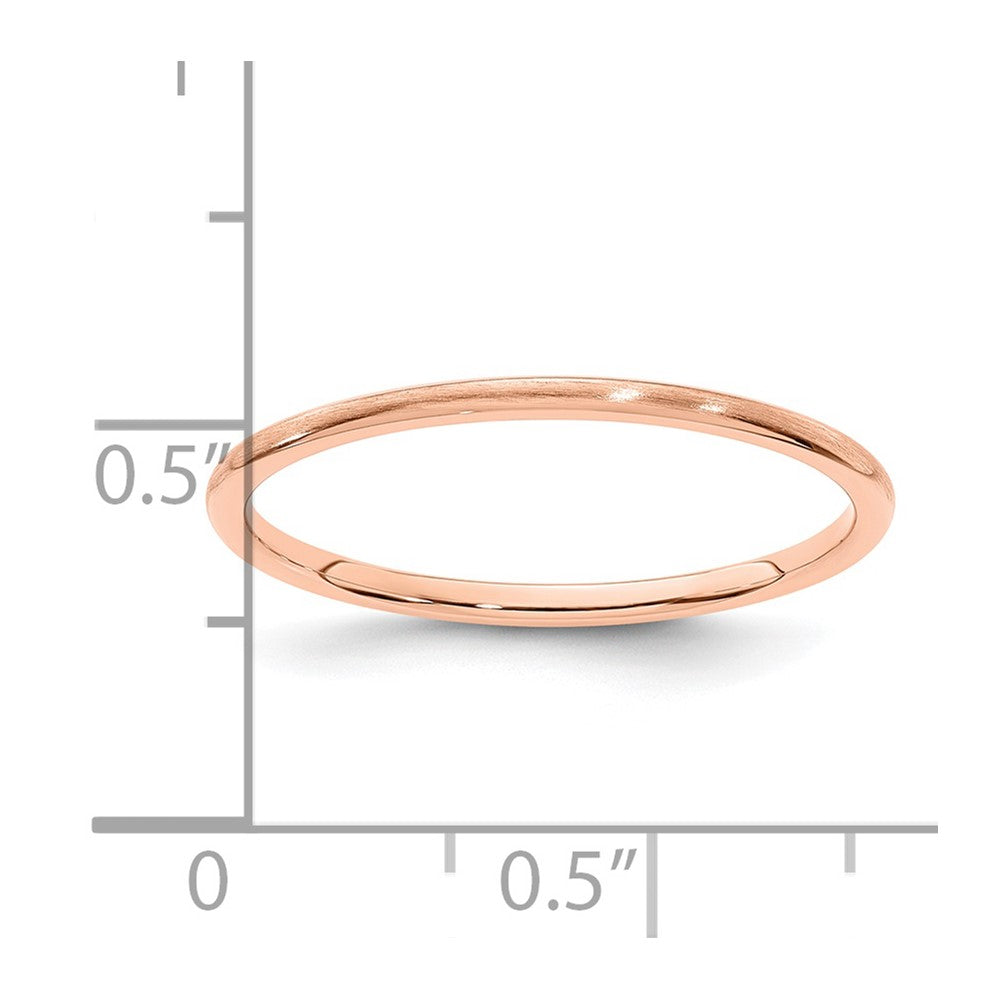 14K Rose Gold 1.2mm Half Round Satin Stackable Band