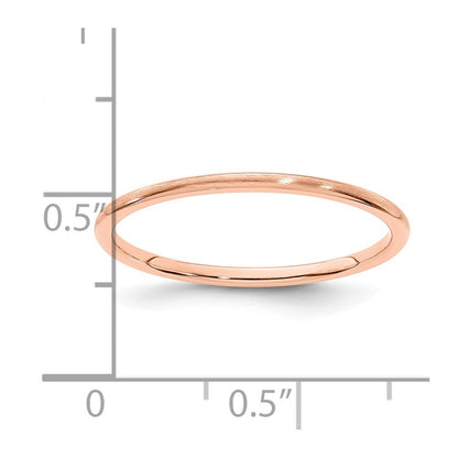 14K Rose Gold 1.2mm Half Round Satin Stackable Band