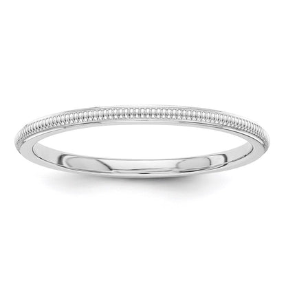 10k White Gold 1.5mm Milgrain Stackable Wedding Band Ring