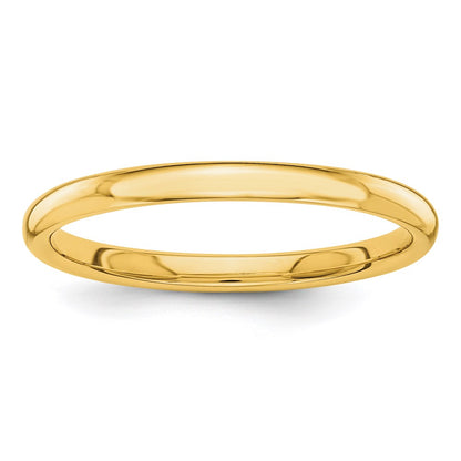 14K Yellow Gold Polished 2mm Stackable Band
