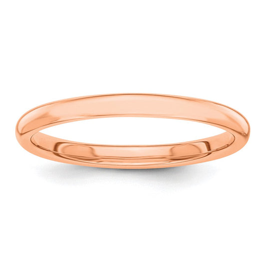 10K Rose Gold Polished 2mm Stackable Wedding Band Ring