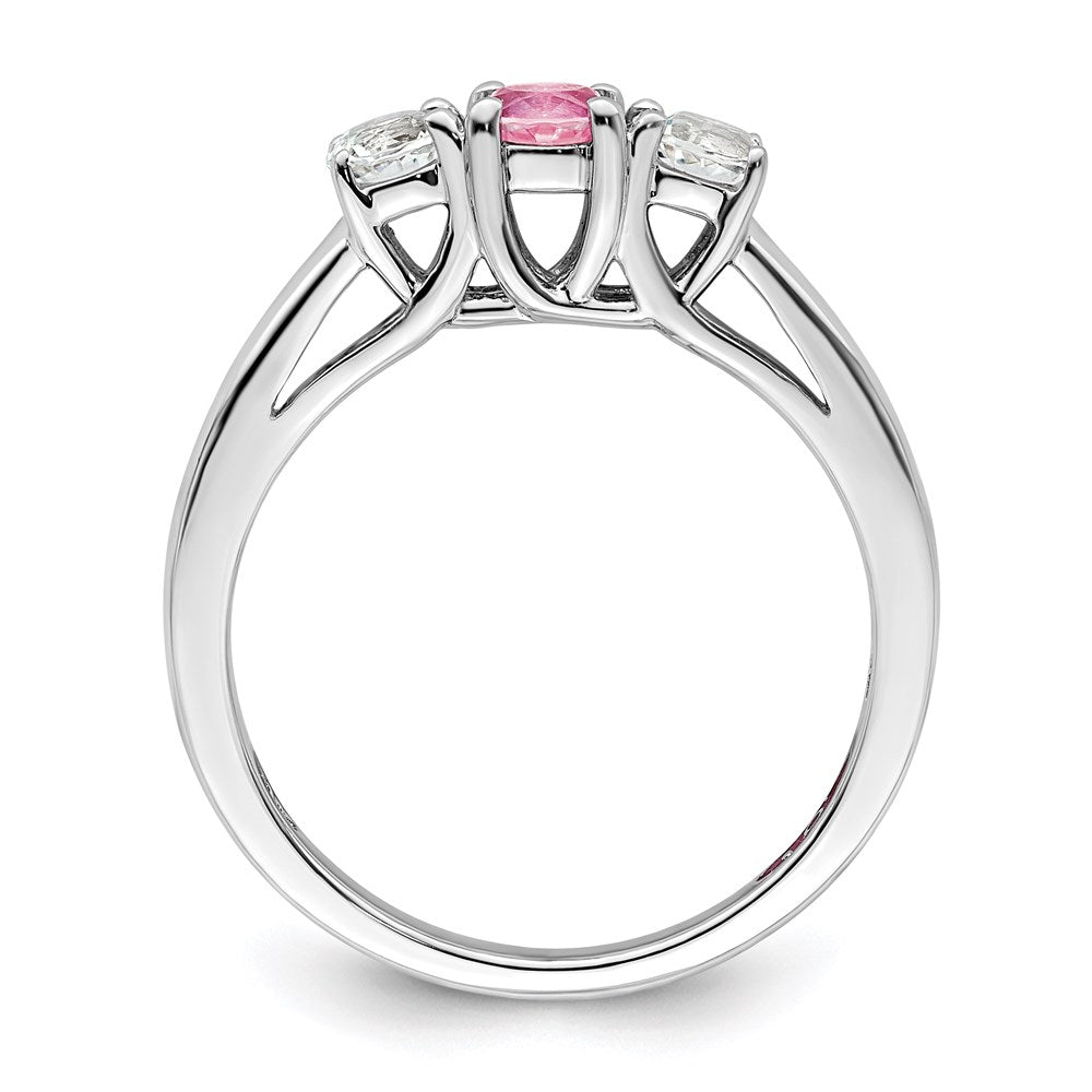 Sterling Silver Survivor Collection Rhodium Plated Clear And Pink Topaz Pamela Ring