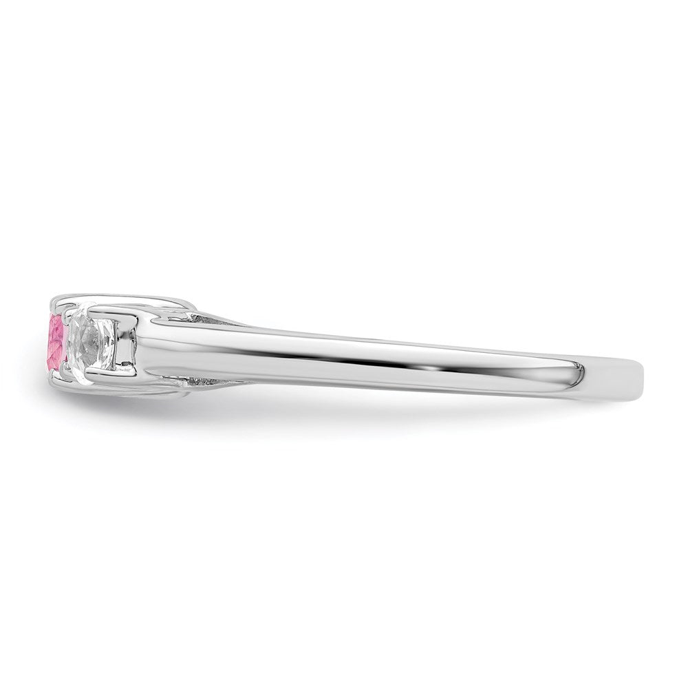 Sterling Silver Survivor Collection Rhodium Plated Clear And Pink Topaz Pamela Ring