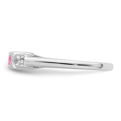 Sterling Silver Survivor Collection Rhodium Plated Clear And Pink Topaz Pamela Ring