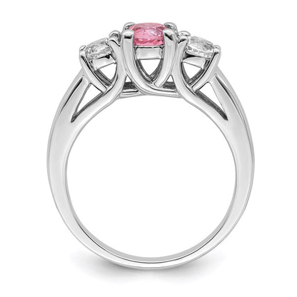 Sterling Silver Survivor Collection Rhodium Plated Clear And Pink Topaz Pamela Ring