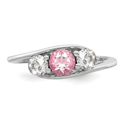 Sterling Silver Survivor Collection Rhodium Plated White And Pink Topaz Sue Ring