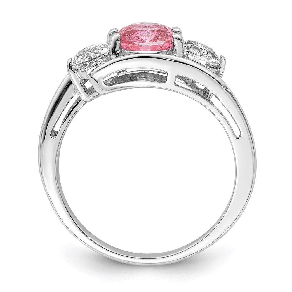 Sterling Silver Survivor Collection Rhodium Plated White And Pink Topaz Sue Ring
