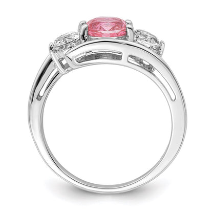 Sterling Silver Survivor Collection Rhodium Plated White And Pink Topaz Sue Ring