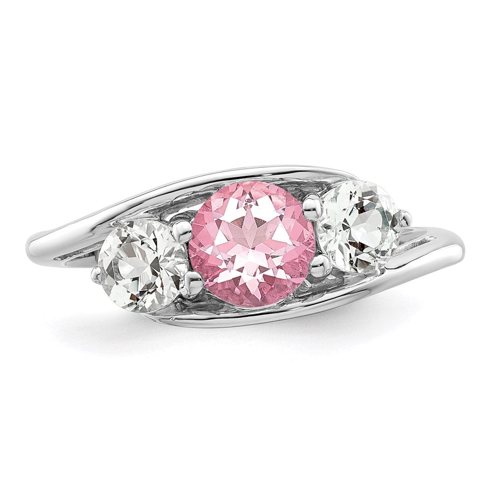 Sterling Silver Survivor Collection Rhodium Plated White And Pink Topaz Sue Ring