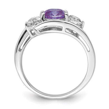 Sterling Silver Survivor Collection Rhodium Plated White And Purple Topaz Sue Ring