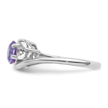 Sterling Silver Survivor Collection Rhodium Plated White And Purple Topaz Sue Ring