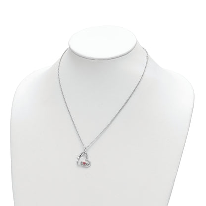 Sterling Silver Survivor Collection Rhodium Plated Clear Pink Topaz Heart Of Strength Necklace