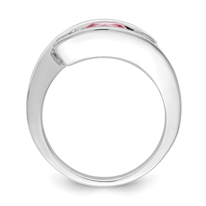 Sterling Silver Survivor Collection Rhodium Plated White And Pink Topaz Journey Ring (Size 7 Only)