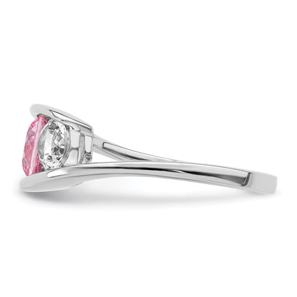 Sterling Silver Survivor Collection Rhodium Plated White And Pink Topaz Journey Ring (Size 7 Only)