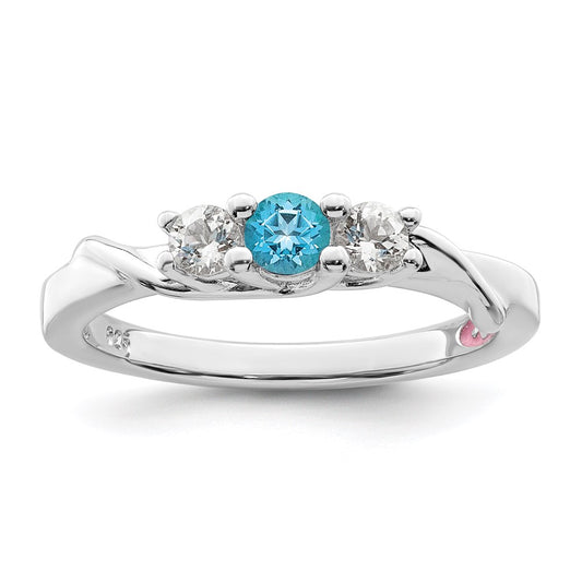 Sterling Silver Survivor Collection Rhodium Plated White And Blue Swarovski Topaz Joanna Ring