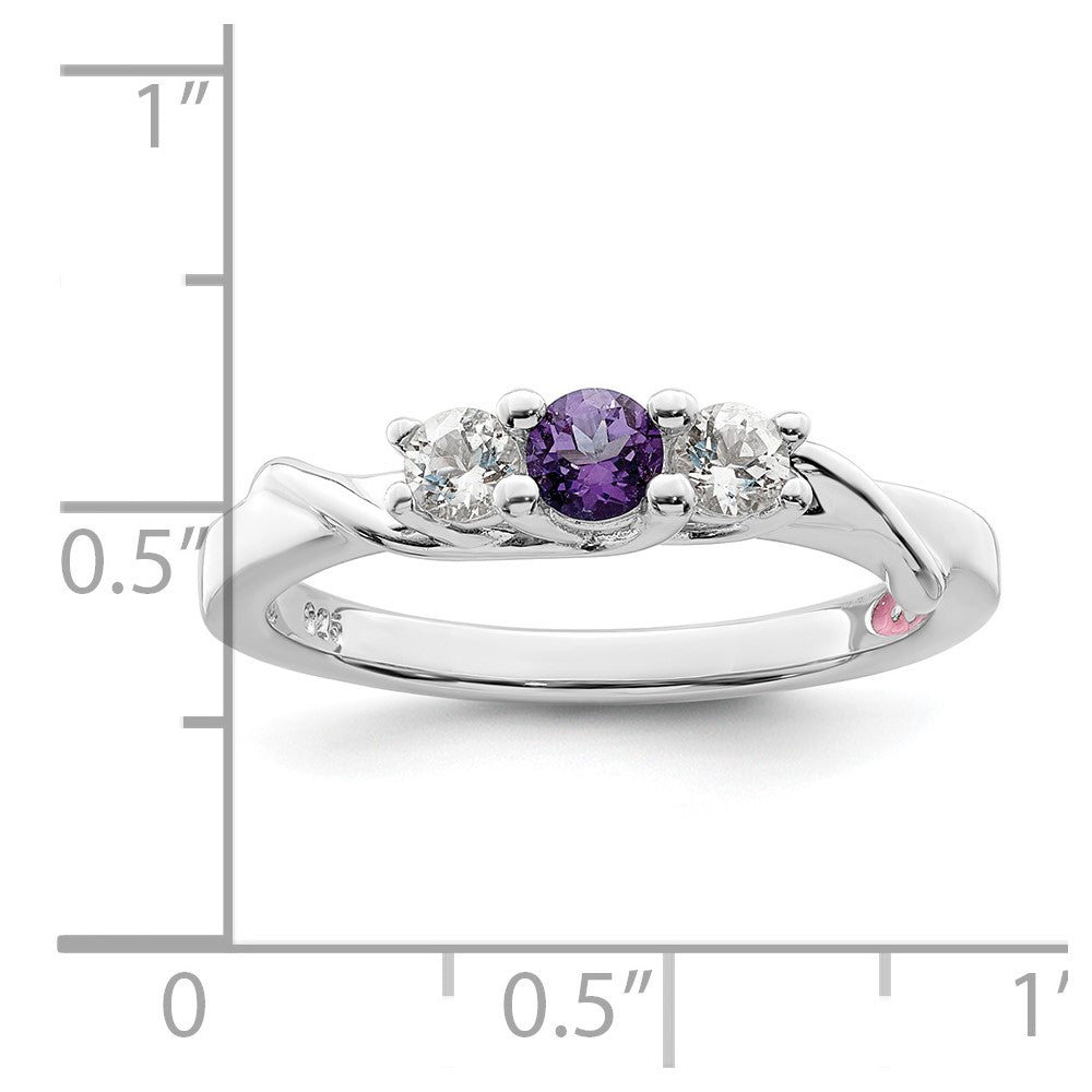 Sterling Silver Survivor Collection Rhodium Plated White And Purple Topaz Joanna Ring