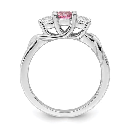 Sterling Silver Survivor Collection Rhodium Plated White And Pink Topaz Joanna Ring