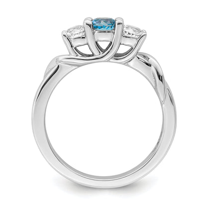 Sterling Silver Survivor Collection Rhodium Plated White And Blue Topaz Joanna Ring (Size 6 Only)