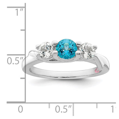 Sterling Silver Survivor Collection Rhodium Plated White And Blue Topaz Joanna Ring
