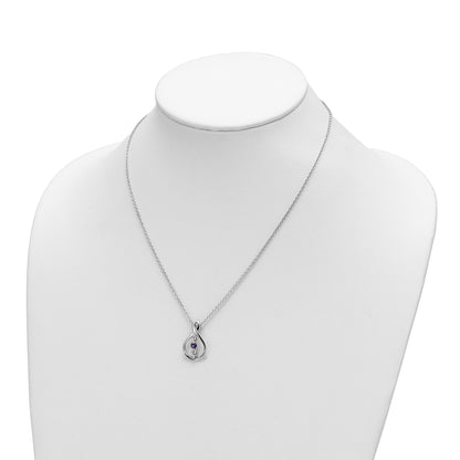 Sterling Silver Survivor Collection Rhodium Plated 16 Inch White And Purple Topaz Runzi Necklace With 2 Extender