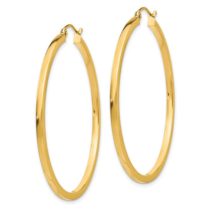 14K Yellow Gold 2mm Square Tube Hoop Earrings